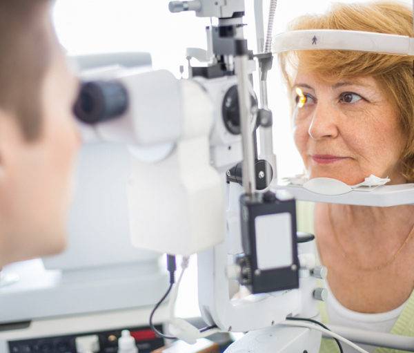 Woman getting glaucoma test